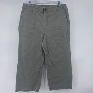 LOFT Olive Green Wide Leg Crop Pants Women's Size 12 Casual‎ 25" inseam